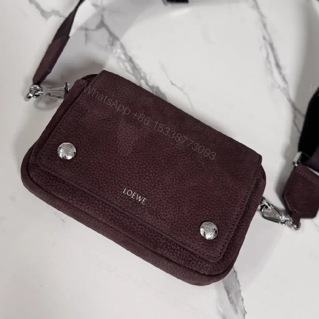 View 8 of Compact Burgundy Pebbled Leather Messenger