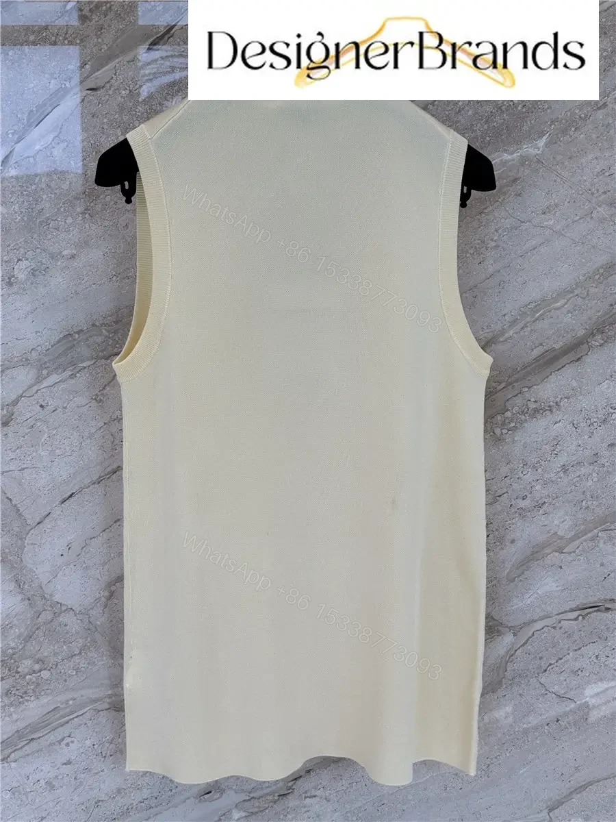 View 7 of Beige Wool Blend Vest V-Neck Modern Chanel Style Shirt