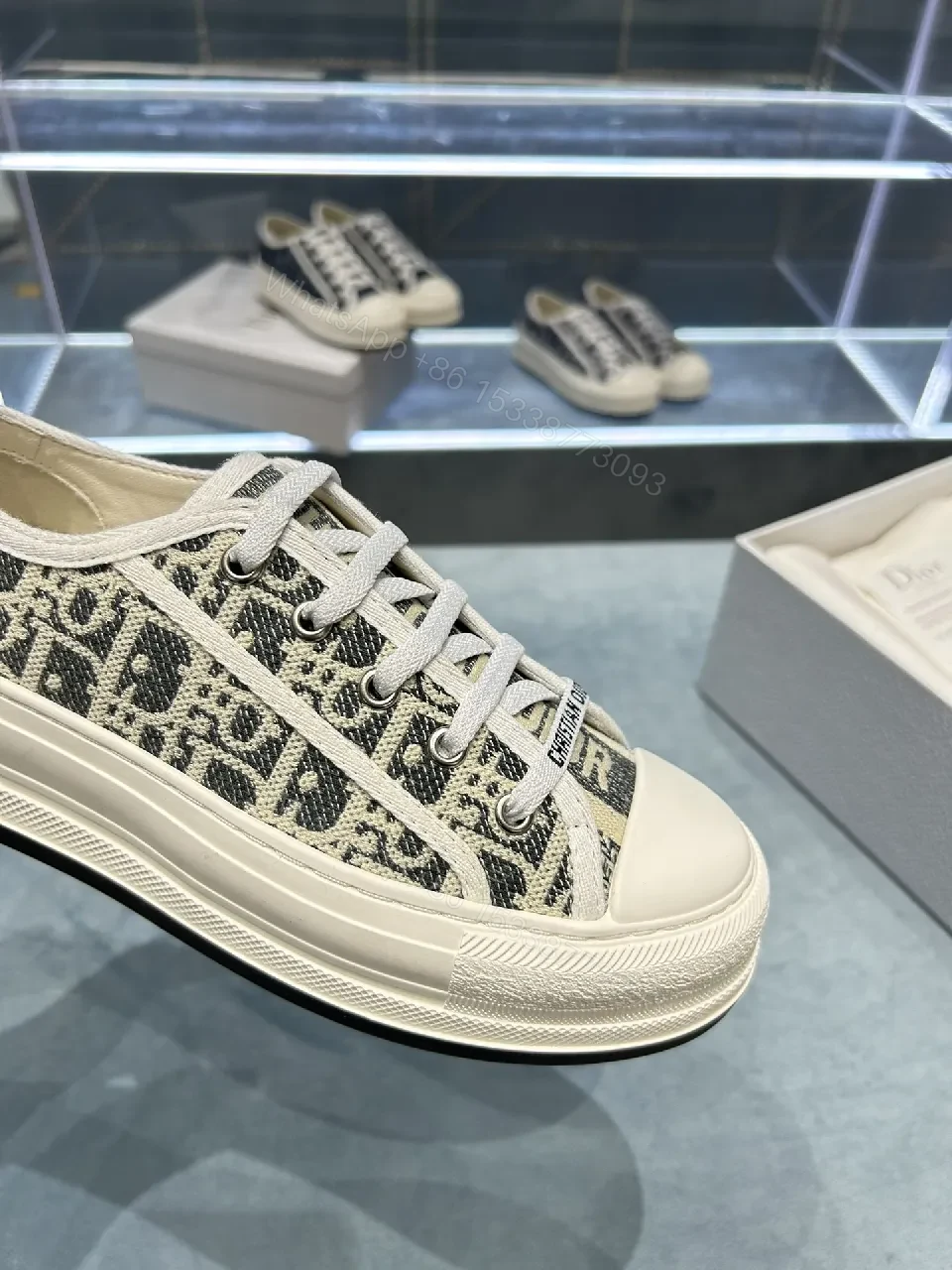 View 6 of Monochrome Textured Low-Top Sneakers with Luxe Monogram Texture