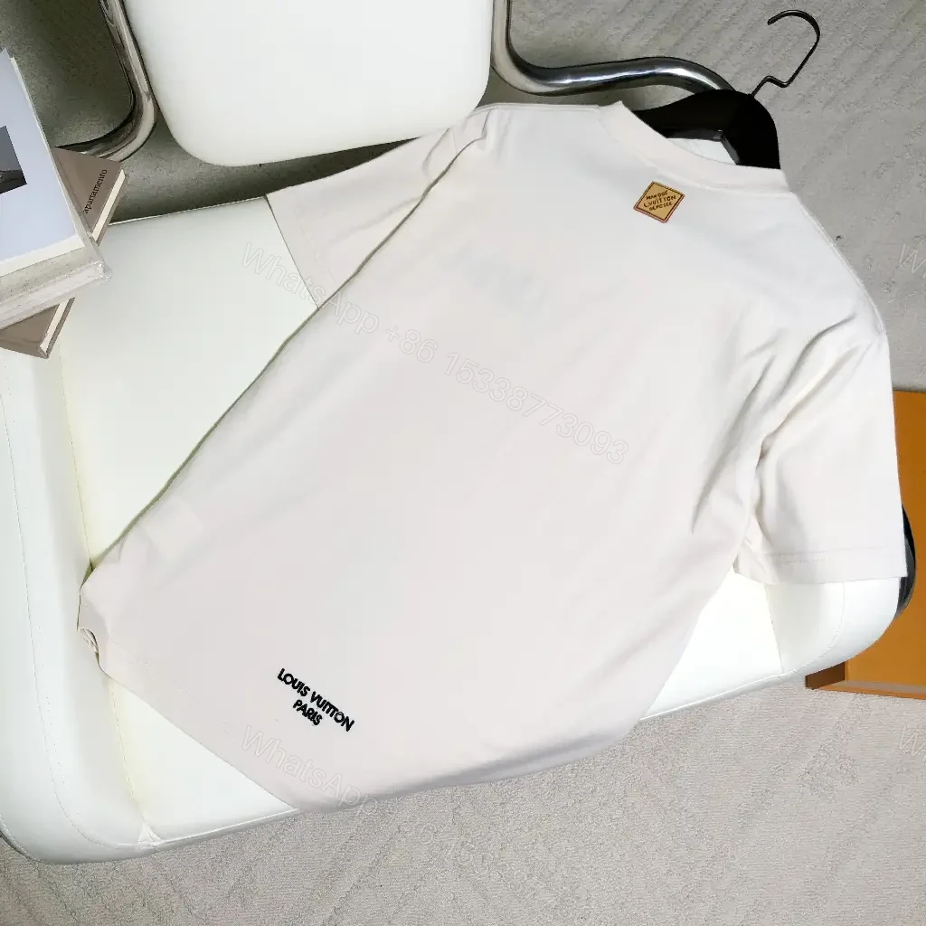 View 8 of White Cotton Minimal T-Shirt with LV.M Logo