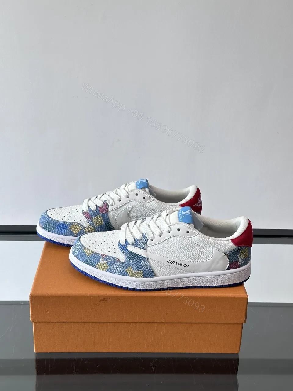 View 4 of Colorful Leather Knit Sneakers with Signature Accents