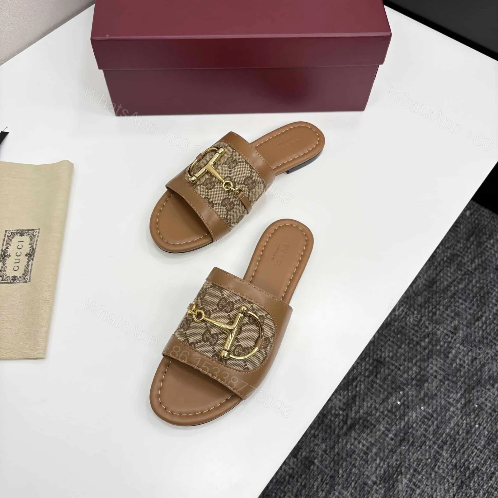 View 5 of GUCCI WOMEN’S SLIDE SANDAL WITH HORSEBIT LIGHT BROWN 834427 AAE05 2747