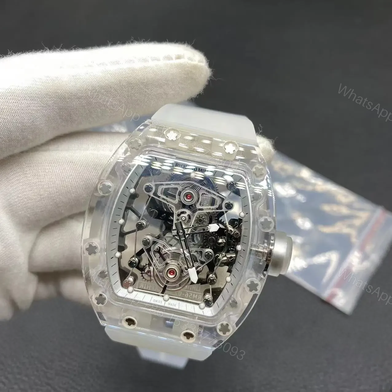 View 2 of Richard Mille Swiss Made Clone RM 56-02 Sapphire Skeleton Real Tourbillon