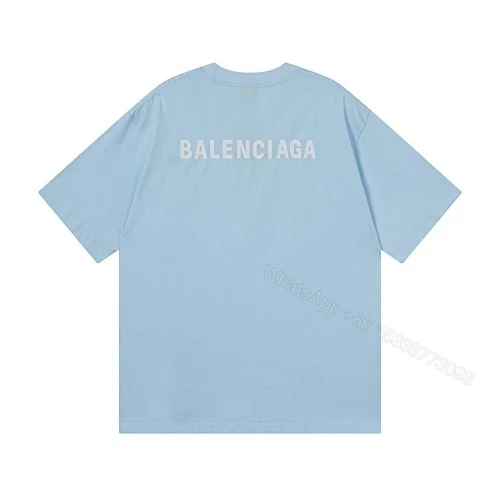View 7 of Balenciaga Clothes Logo Embroidered Washed Distressed T-shirt Black/Blue