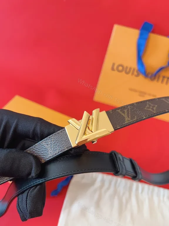 View 2 of Refined Signature Belt â€“ Dark-Brown Canvas, Gold LV Buckle