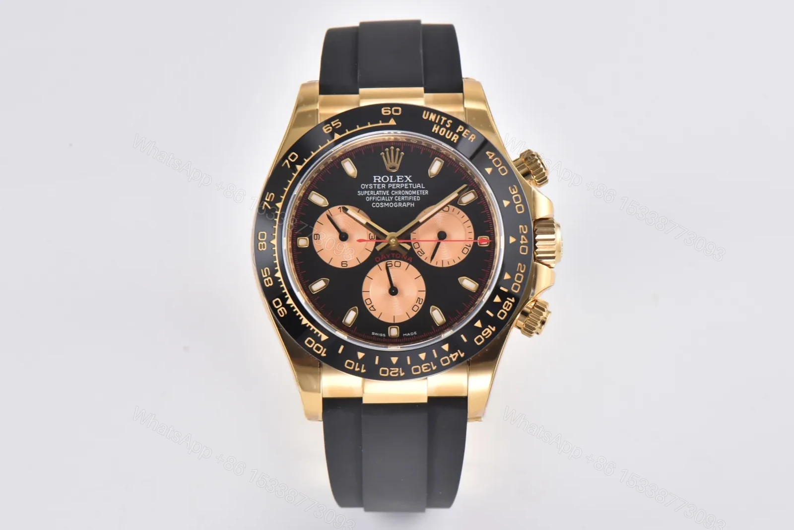 EW Factory Clean Factory CLEAN Rolex Daytona Gold Black Rubber Strap — view 1