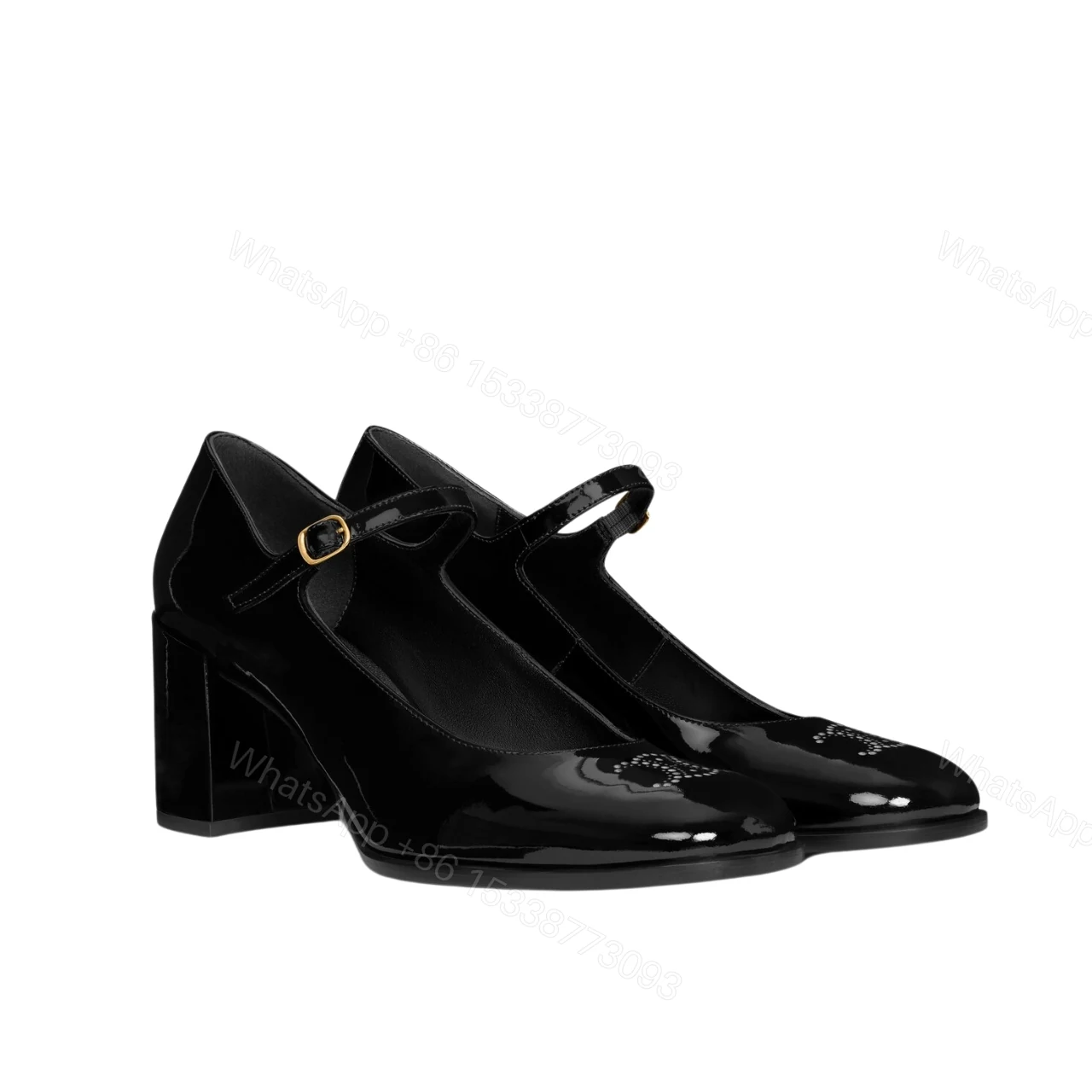 CELINE LILY PERFORATED TRIOMPHE BABIES IN PATENT BLACK 360314582C 38NO — view 1