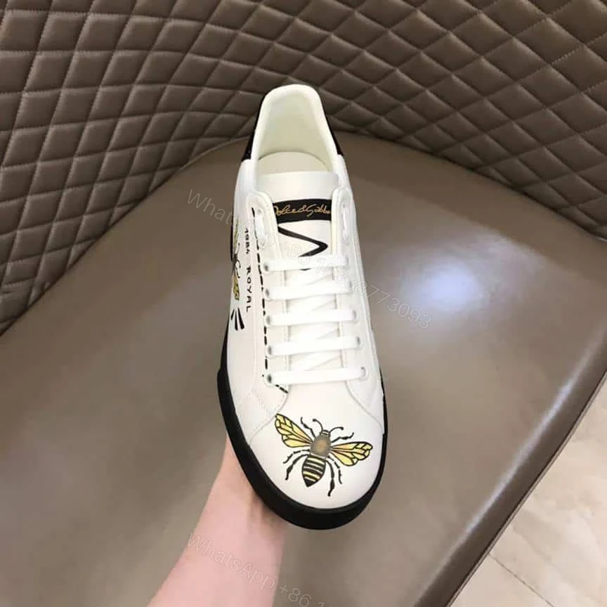 View 3 of DOLCE AND GABBANA PORTOFINO WASP PRINT SNEAKERS IN WHITE – DG104