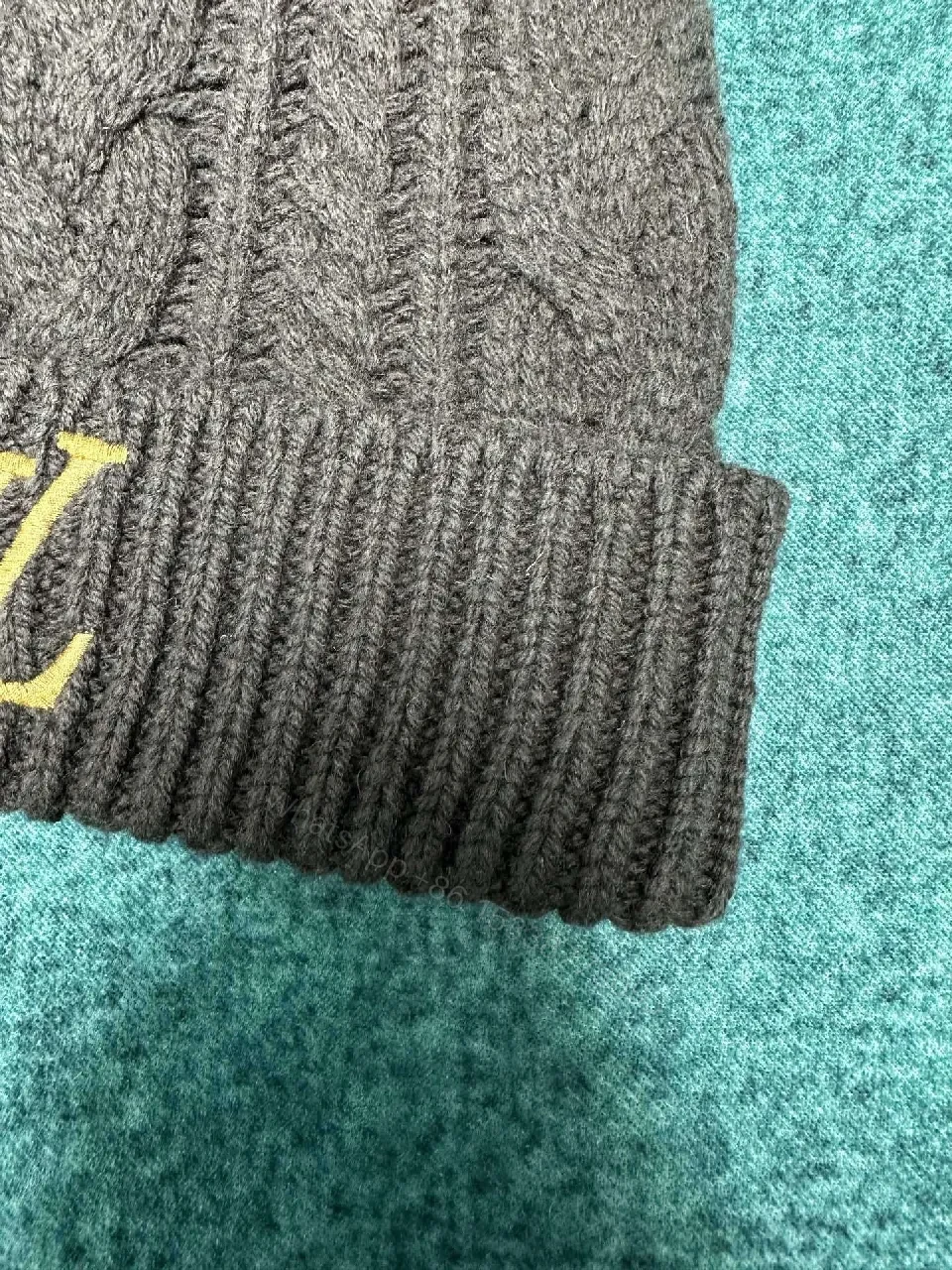 View 7 of Cozy Luxe Knit Beanie with Gold Accent - Winter Warmth Style