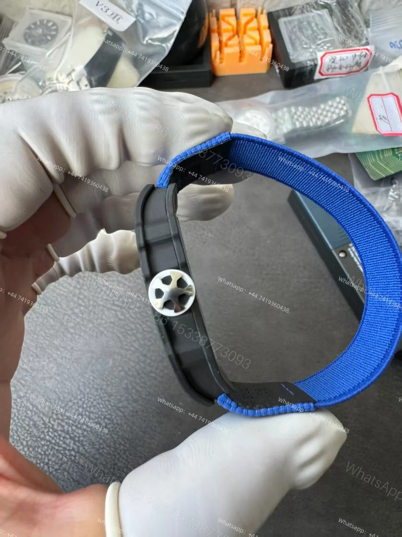 View 10 of Super Clone Richard Mille RM67-02 Carbon TPT Skeleton Tourbillon 1:1 Replica Watch with Blue Strap