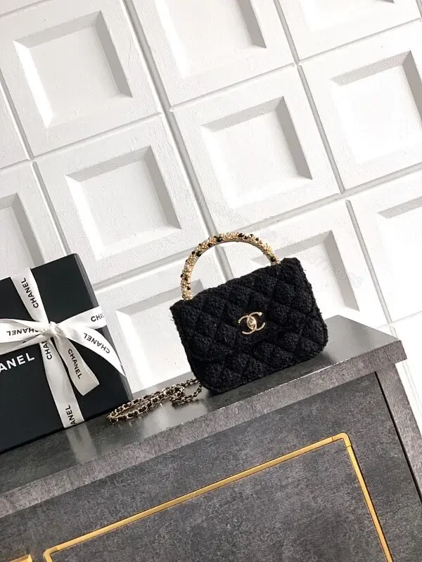 Black Fabric Quilted Mini Tote: Sophisticated, Versatile Carryall — view 1