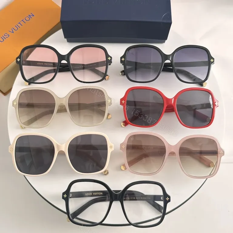 View 9 of Ivory-White Acetate Sunglasses: Luxe Oversized Glasses with LV Detail