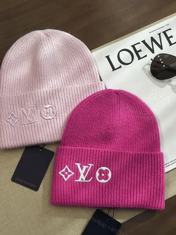 Patterned Knit Beanie with LV Monogram, Luxe Street Style — view 1