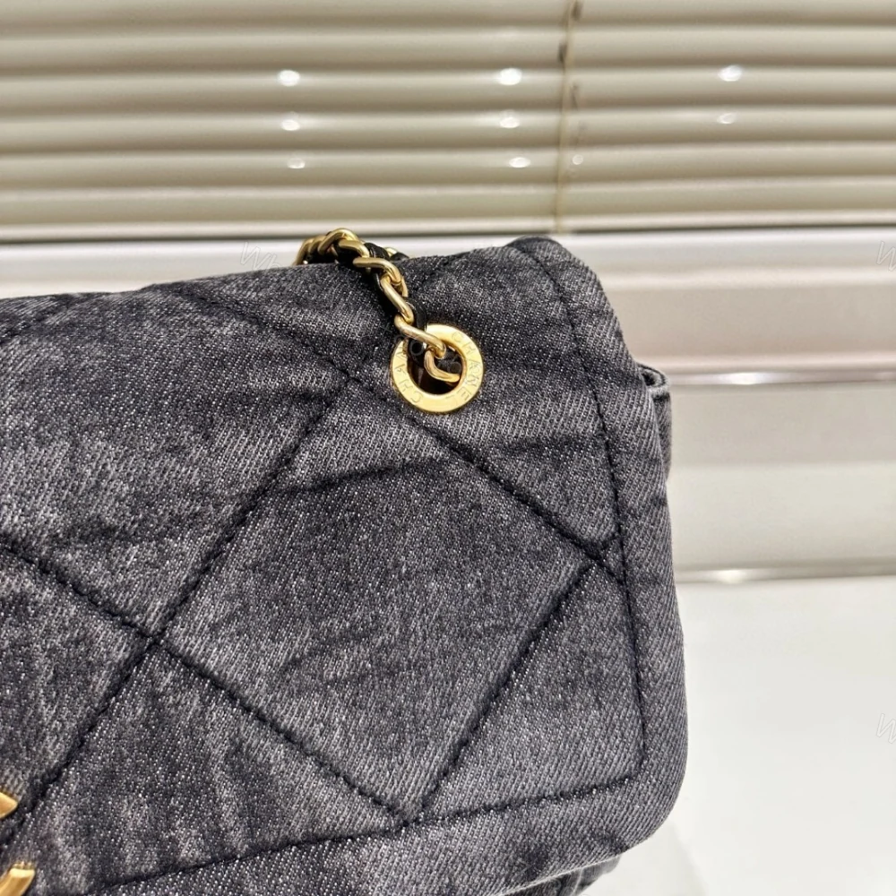 View 7 of Chanel Maxi Flapbag Washed Denim And Gold Tone Metal Black 30Cm
