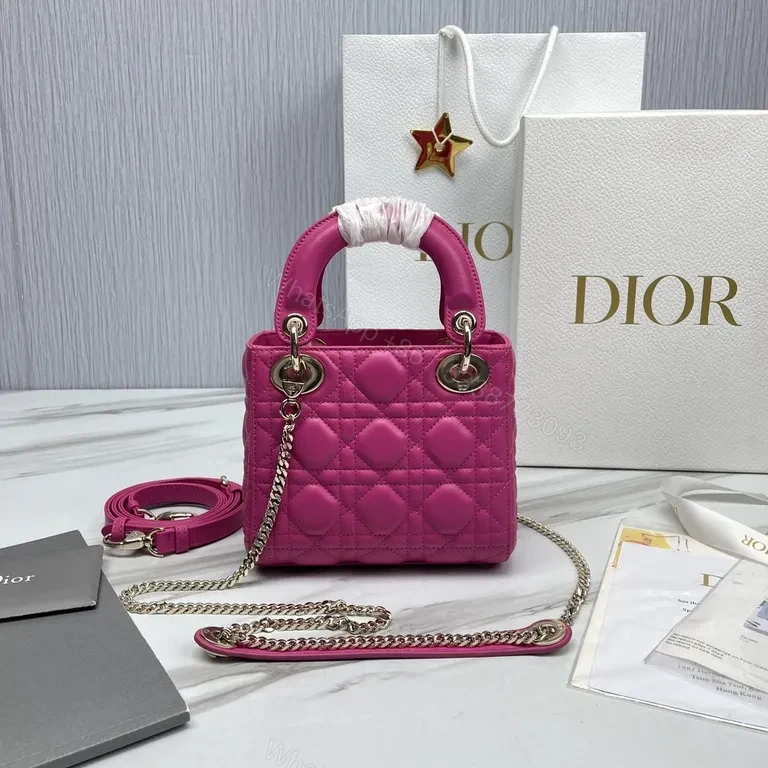 View 3 of Compact Pink Quilted Dior Handbag: Bold All-Day Chic