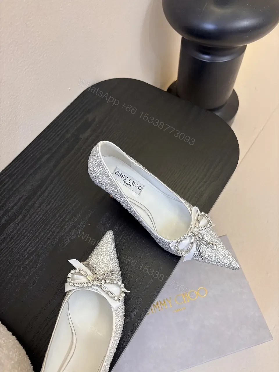 View 6 of Glitter Bow Pointed-Toe Pumps - Night-Glow Luxury Shoes