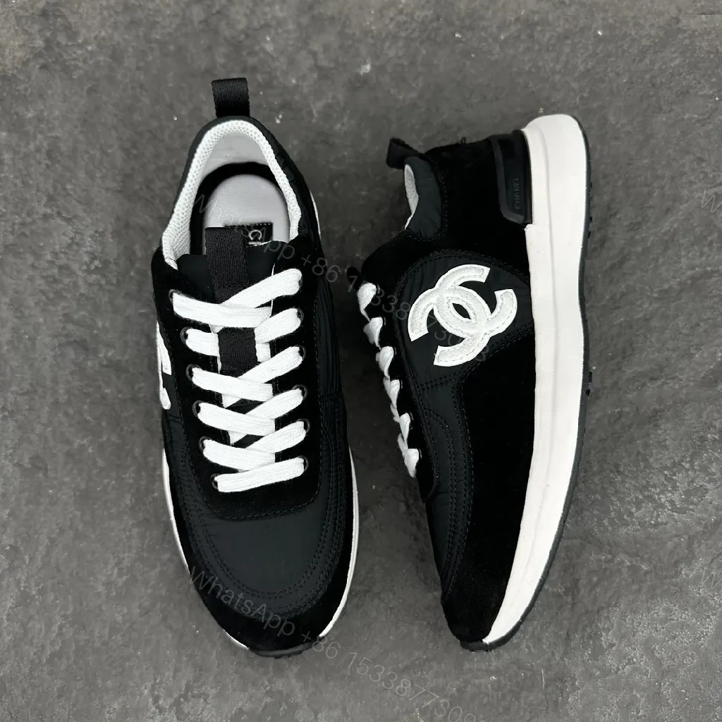 View 8 of Black Suede Knit Runner: Luxe High-Top Sneaker with Logo Detail