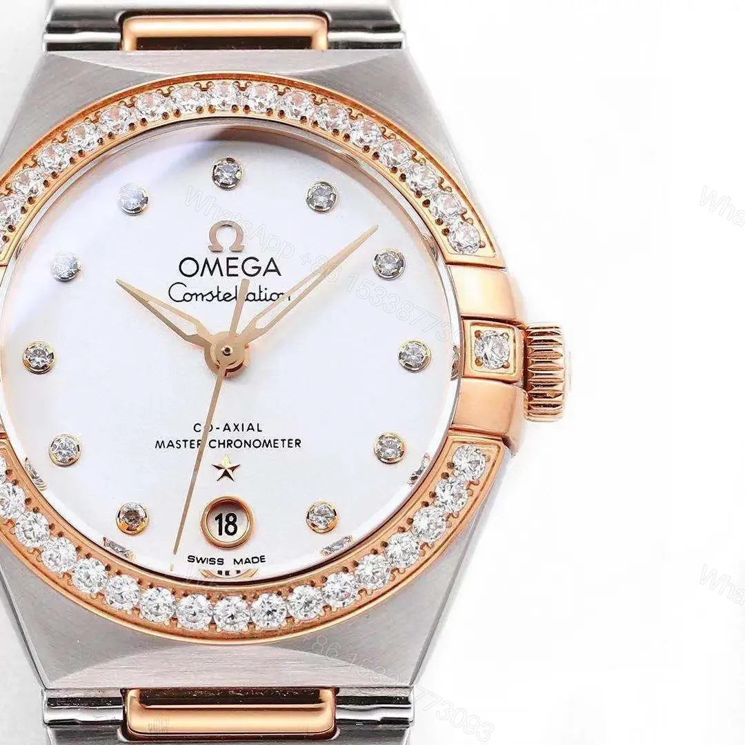 View 5 of Omega Constellation 29mm Women’s Watch V6 Version Two-Tone Stainless Steel and Rose Gold Diamond Set Bezel White Dial