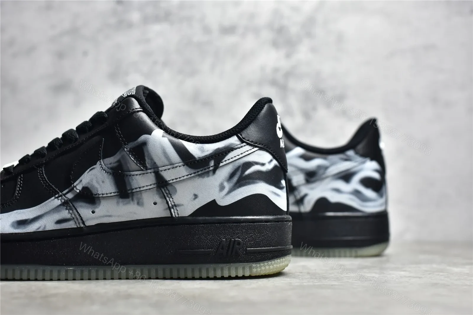 View 3 of UA Nike Air Force 1 Low Skeleton “Black on Black” Reps