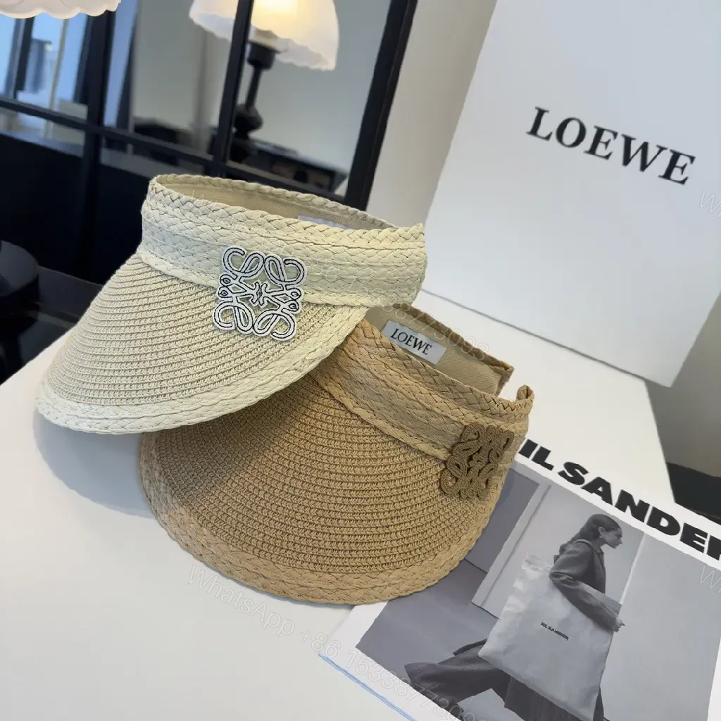 View 8 of Woven Straw Visor: Structured, Loewe-Inspired, Elegant Sun Hat