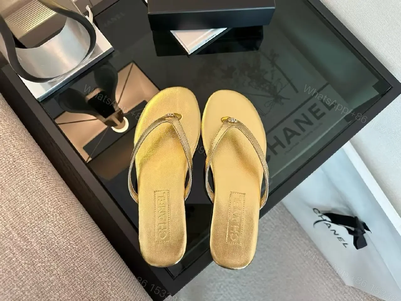 View 3 of Gold-Tone Minimalist Sandals: Effortless All-Day Comfort