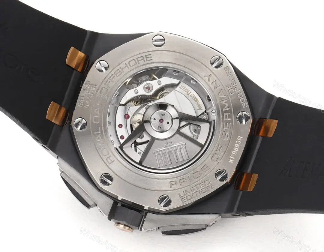 View 9 of OM Factory Audemars Piguet Royal Oak Offshore Chronograph – Black and Rose Gold with Grey Dial, Rubber Strap