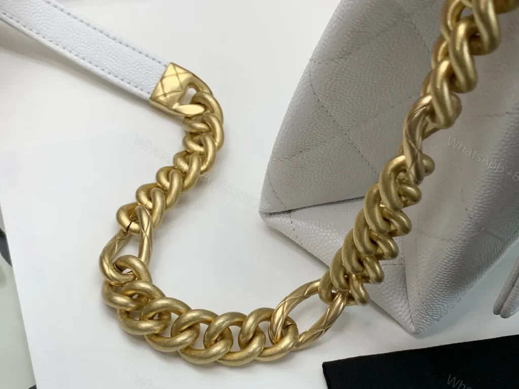 View 6 of Chic White Quilted Bag with Gold Chain | Luxury Shoulder Bag