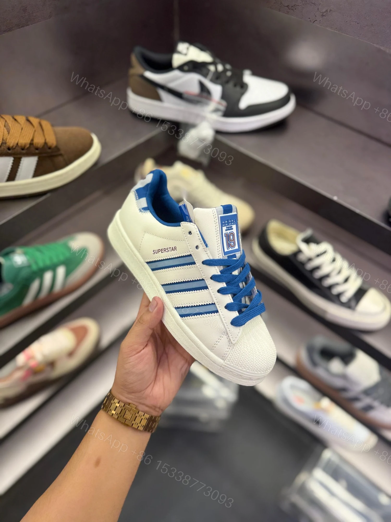 View 2 of First Copy Adidas Superstar 19 White Blue 2025