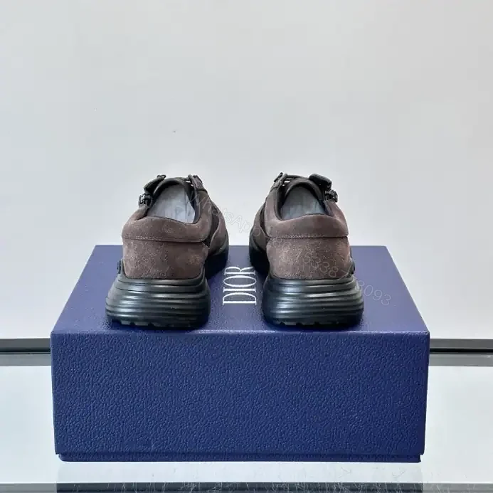 View 4 of DIOR COMBAT DERBY SHOES DEEP BROWN SUEDE AND BLACK OBLIQUE JACQUARD – CD198
