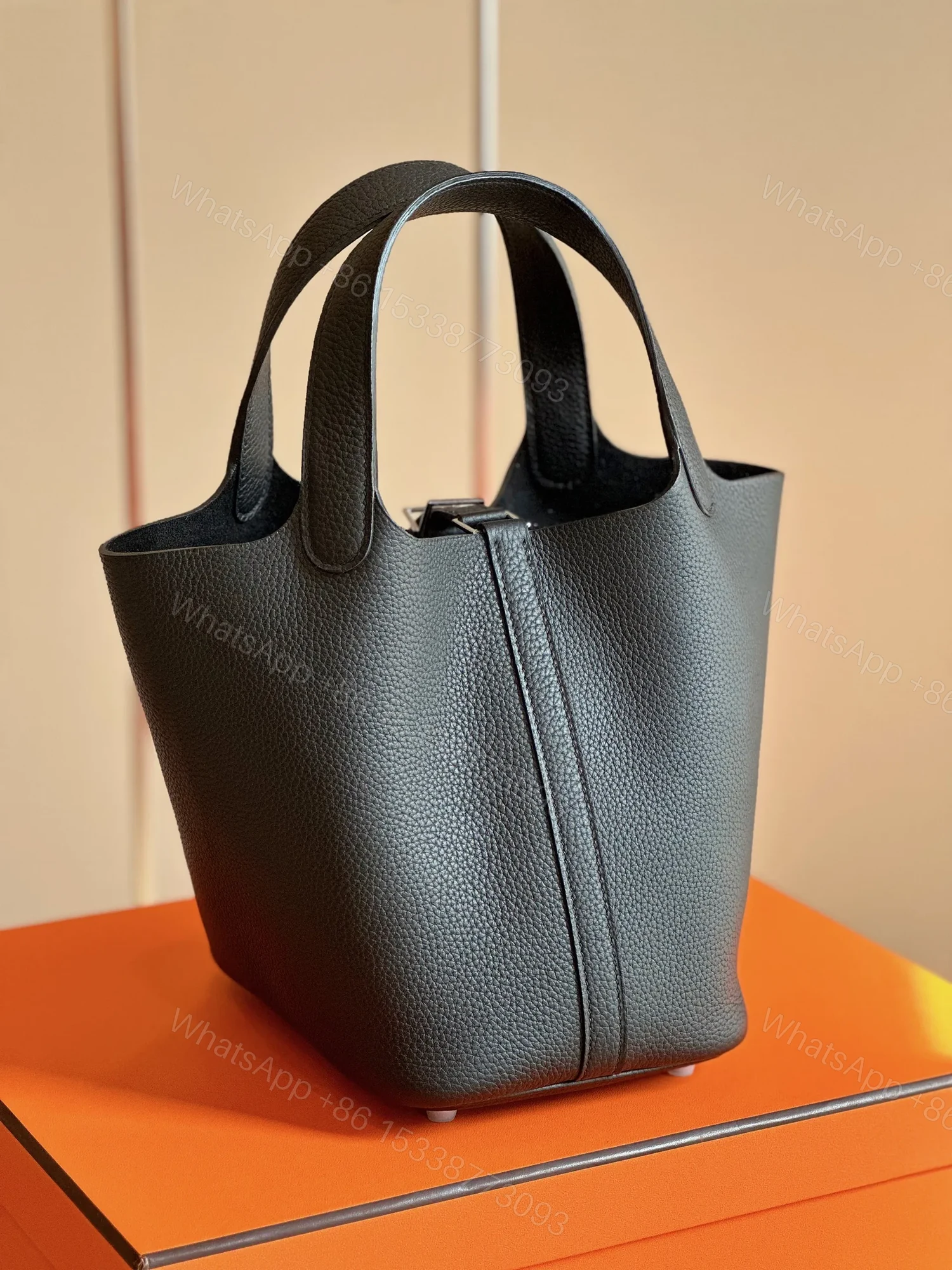 View 5 of HN 18 Black Togo Leather Sliver Hardware