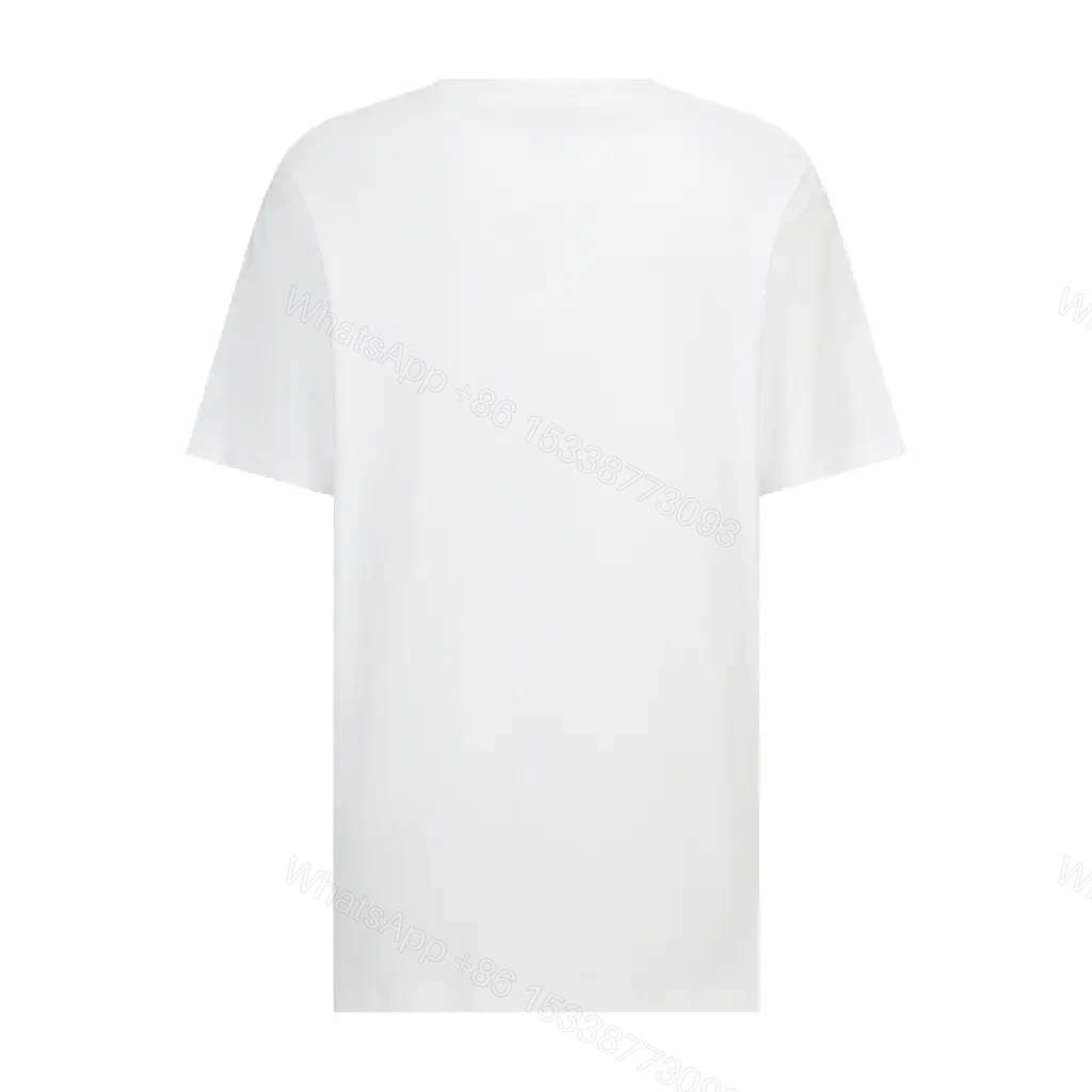 View 4 of White Cotton T-Shirt with Blue Loewe Logo Graphic