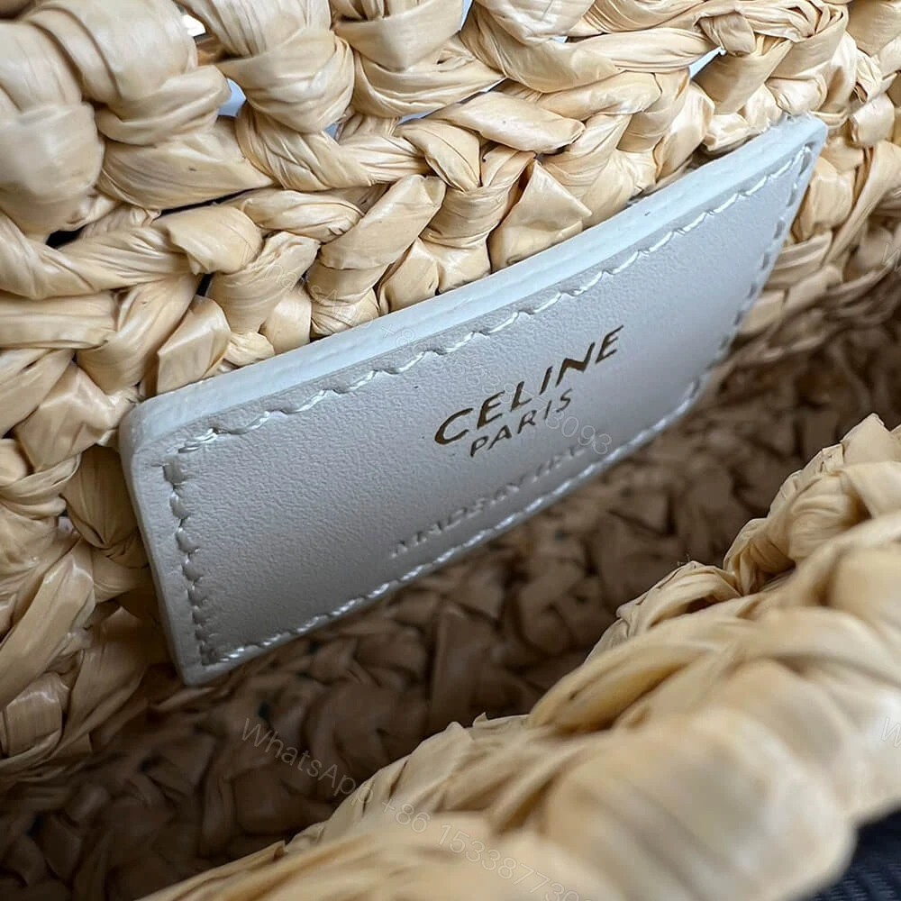 View 7 of CELINE CHAIN SHOULDER BAG CLAUDE IN RAFFIA EFFECT TEXTILE