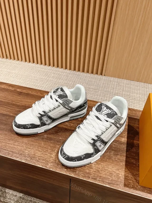 View 2 of Modern Peak Leather-Trim Sneaker with Signature LV Monogram