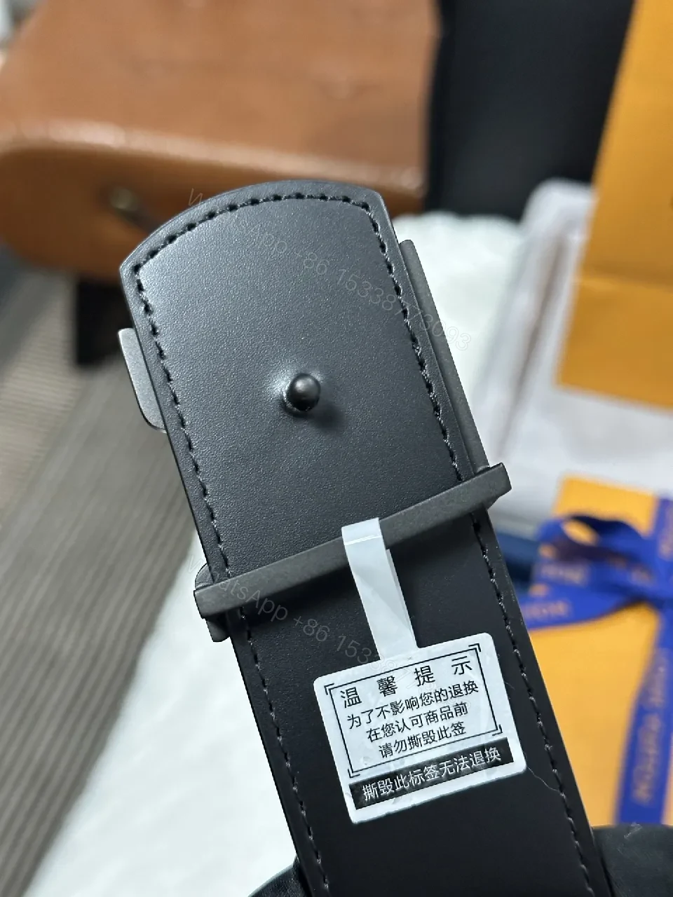 View 5 of Black Matte Canvas Belt, Gunmetal Buckle, 30mm, Monogram Luxe