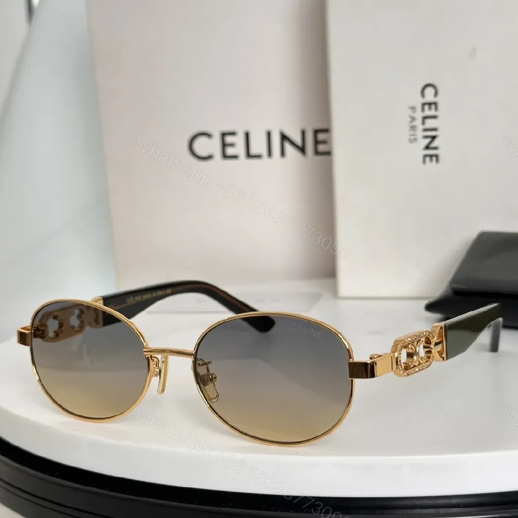 Gold-Tone Round Sunglasses with Luxe Detailing — view 1