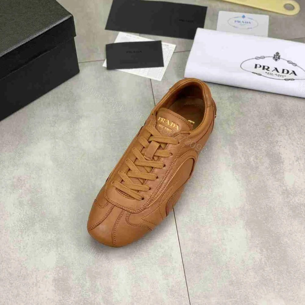 View 5 of Prada Montecarlo Re Edition 2005 Antiqued Nappa Leather Sneakers Caramel