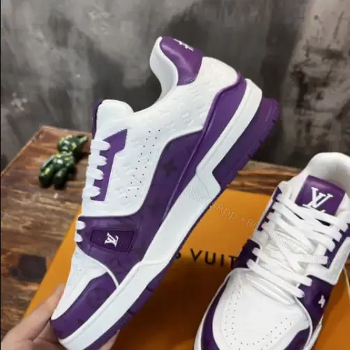 View 3 of LOUIS VUITTON TRAINE SNEAKERS IN WHITE AND PURPLE – LSVT383