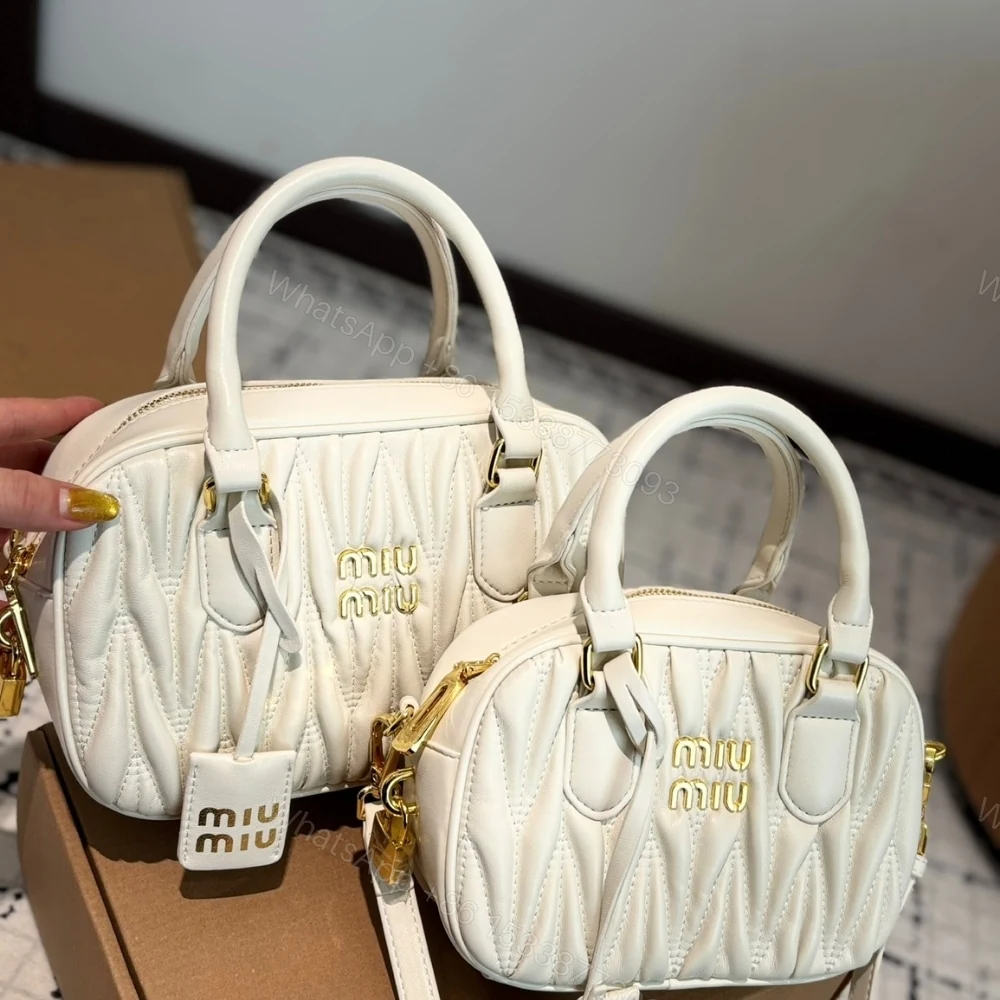 View 2 of MIUMIU ARCADIE MATELASSÉ NAPPA BAG WHITE 20CM 5BB123 N88 F0009 V OOO