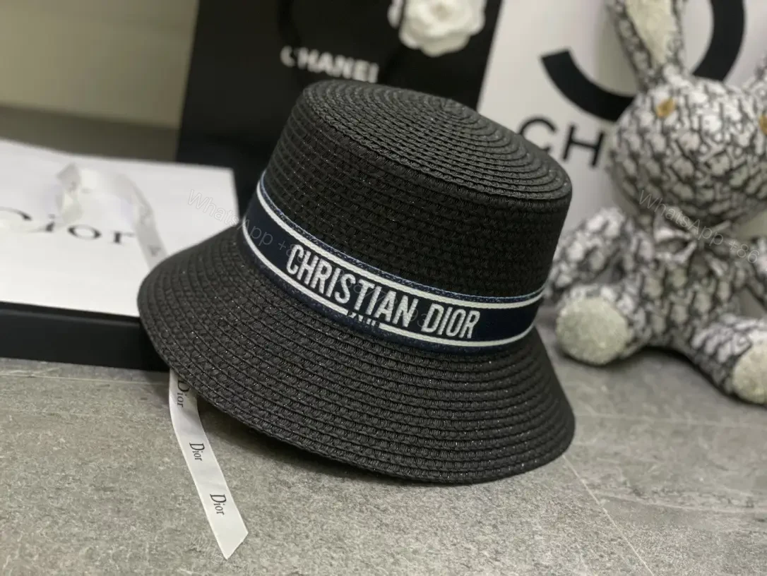 View 8 of Light Beige Straw Bucket Hat with Navy Band