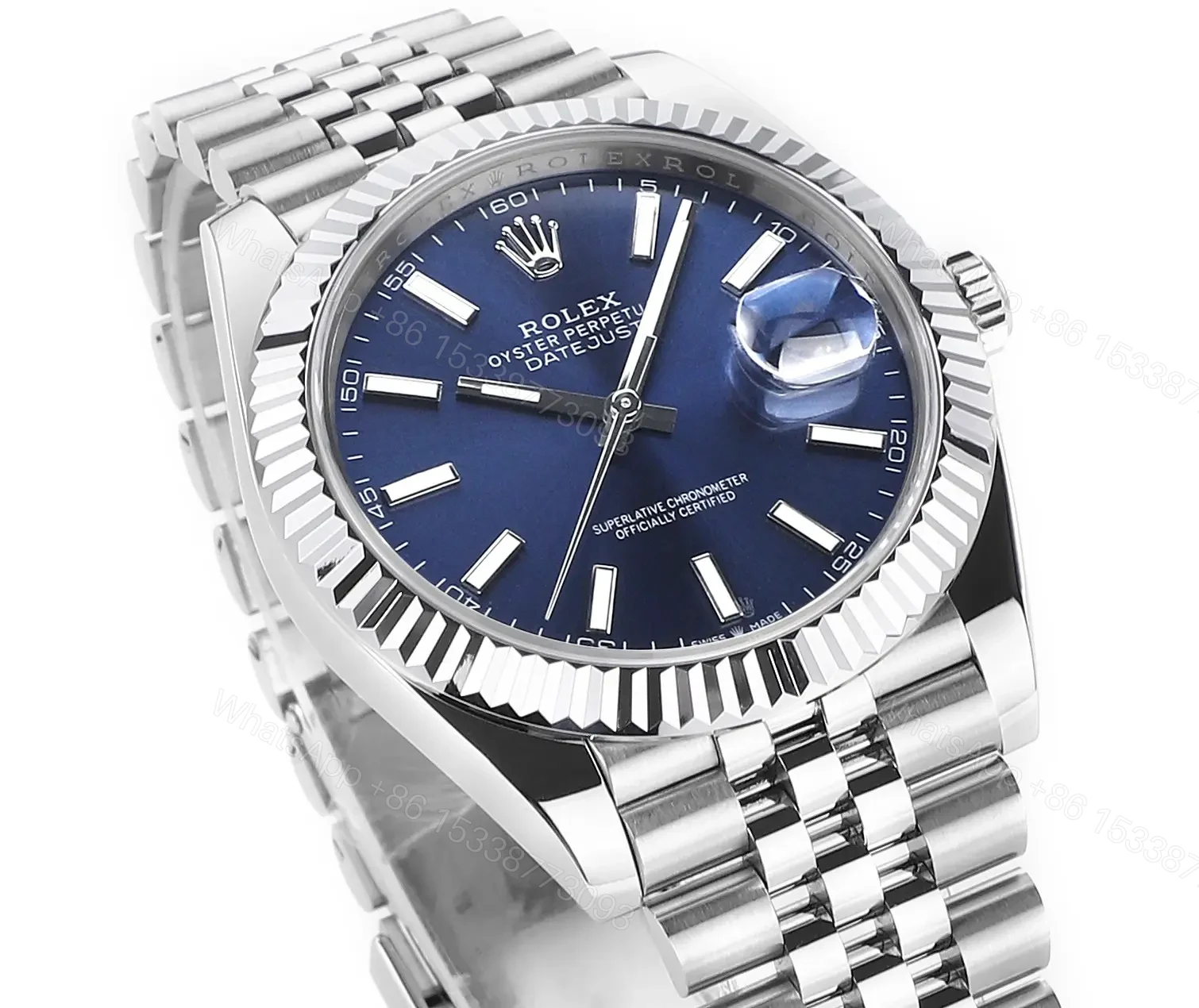 View 3 of 3A Factory Clean Factory DDF Silver Blue Datejust Classic Watch