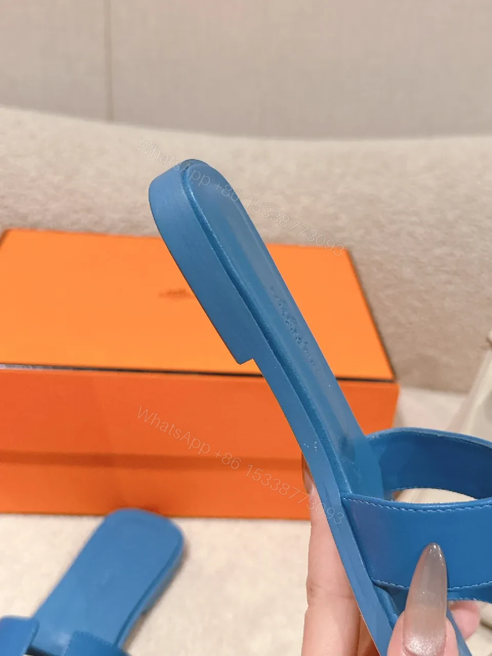 View 5 of Blue Leather Signature Sandals – Urban Luxe Comfort, Everyday Style