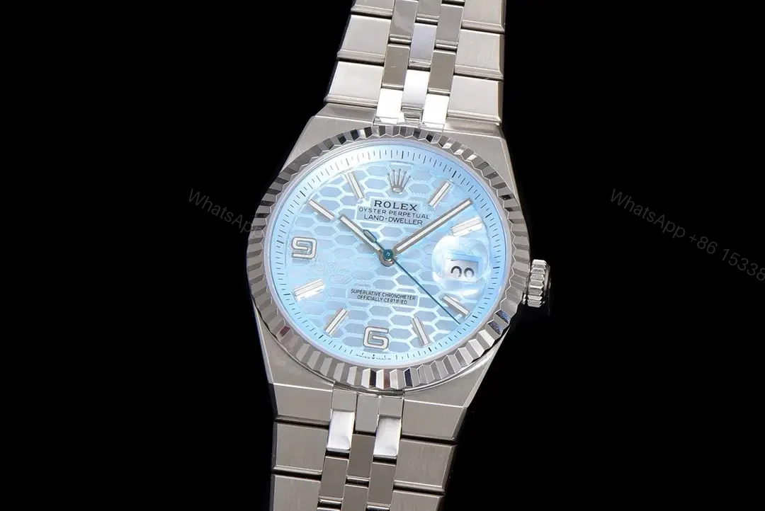 View 3 of Rolex Land-Dweller 40 Platinum Ice Blue Dial Flat Jubilee 127336-0001