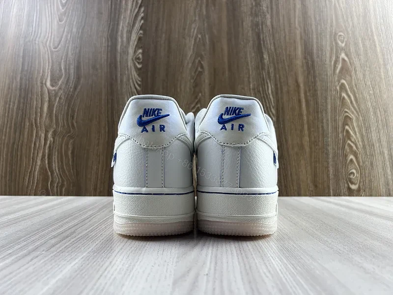 View 4 of White/Blue Premium Leather Air Force 1 Low - Minimal Luxe Sneakers