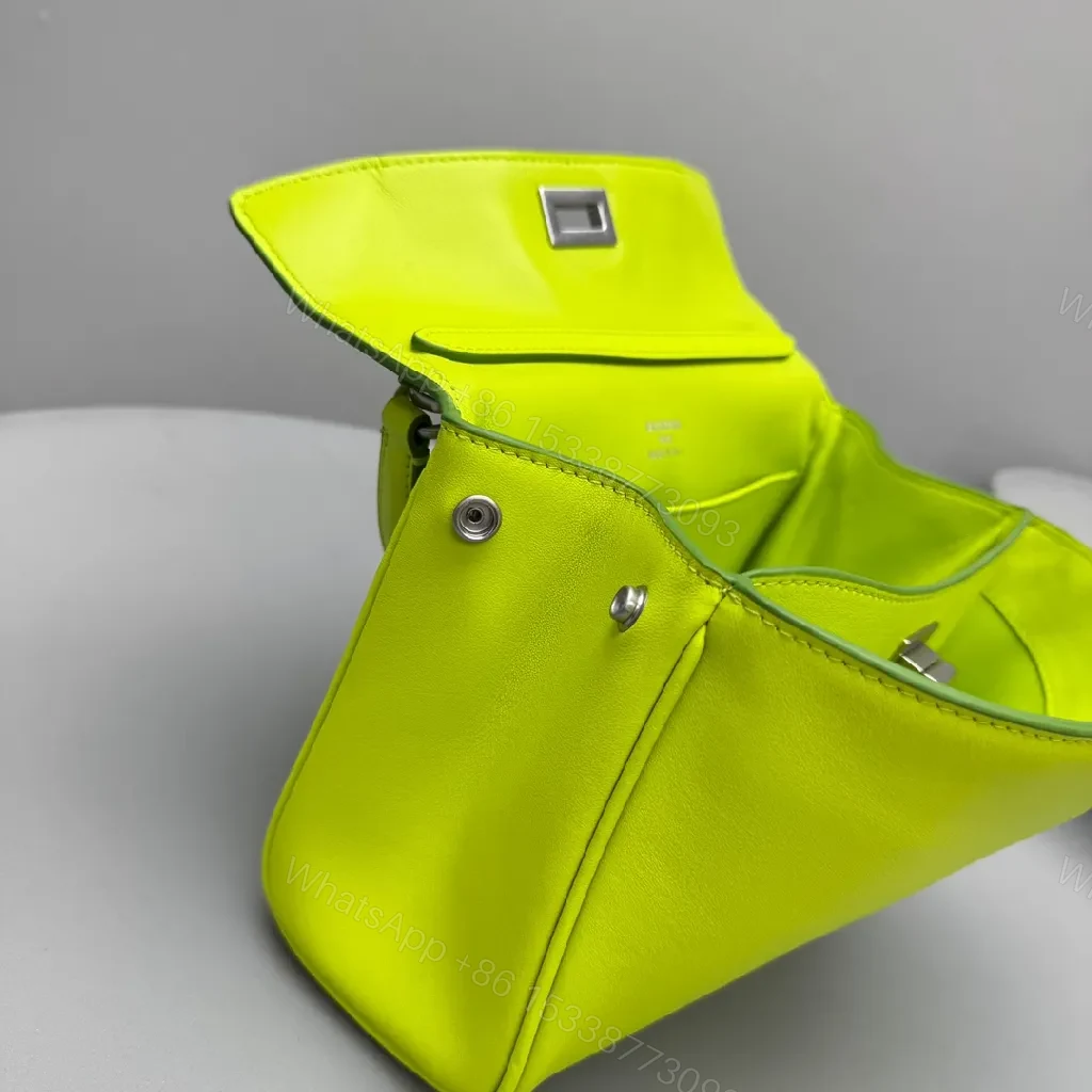 View 8 of Neon Lime Leather Mini Bag – Luxe, Versatile, Compact