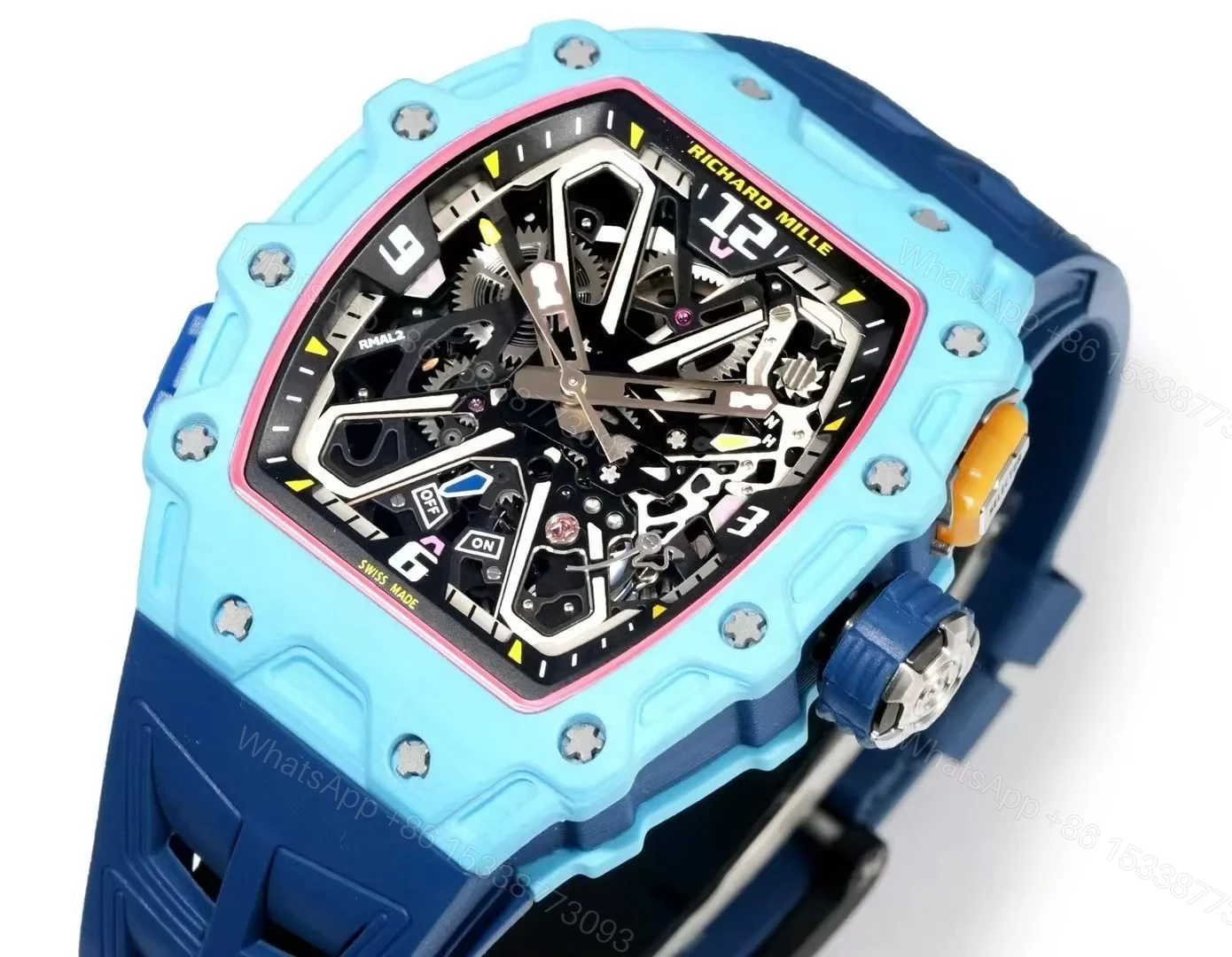 View 5 of Richard Mille RM35-03 Automatic Skeleton Watch Carbon NTPT Fiber Case 13.5MM Ultra Thin Integrated Movement Sport Luxury Edition RM35-03-CNT-AUTO-LT