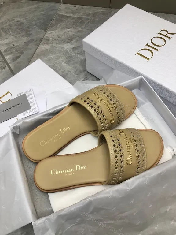 View 2 of Open-Top Luxury Sandals: Premium Leather, Perforated, Dior-Inspired