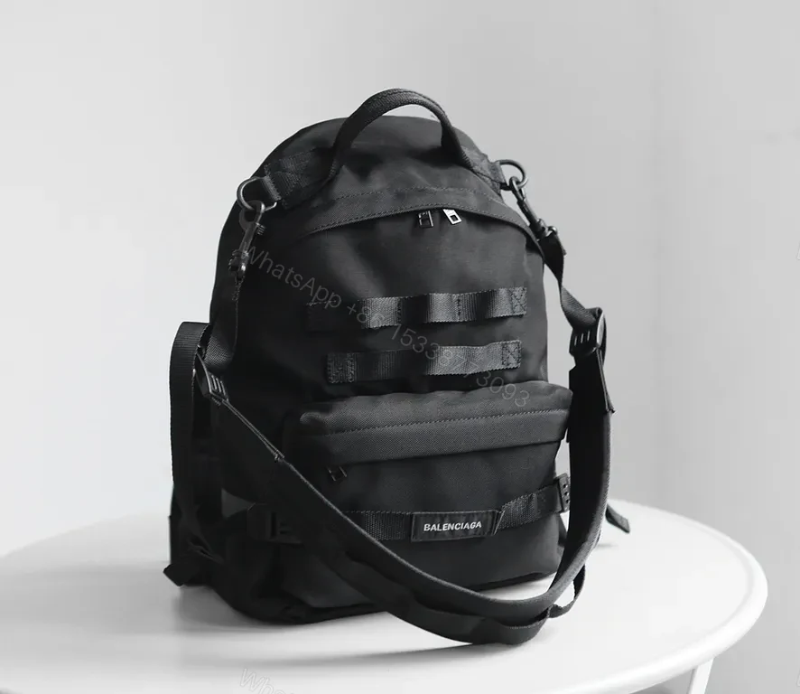 View 9 of Black Balenciaga-Inspired Utility Backpack: Compact Luxury Carry