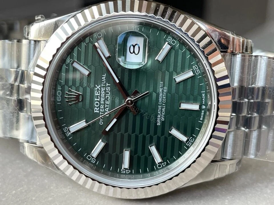 View 5 of VSF Factory 1:1 Rolex Datejust 41mm 126334 904L SS Fluted Bezel Patterned Green MOTIF Dial VS3235