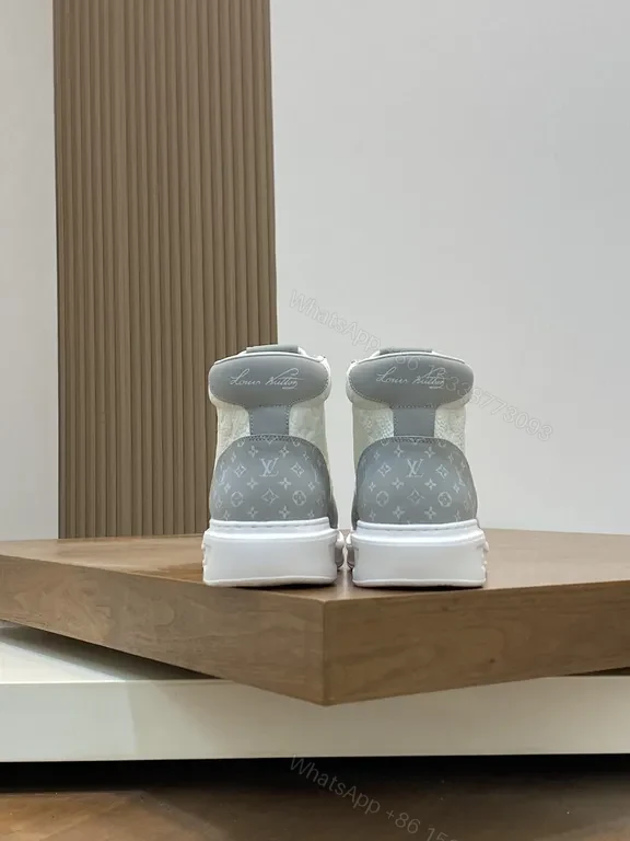 View 7 of Textured LV-Inspired High-Top Sneakers for All-Day Comfort