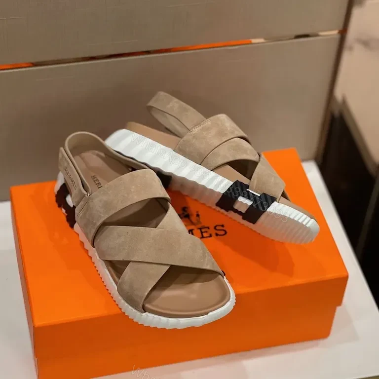 View 5 of Beige Suede Platform Sandals â€“ Geometric Sole, Modern Edge